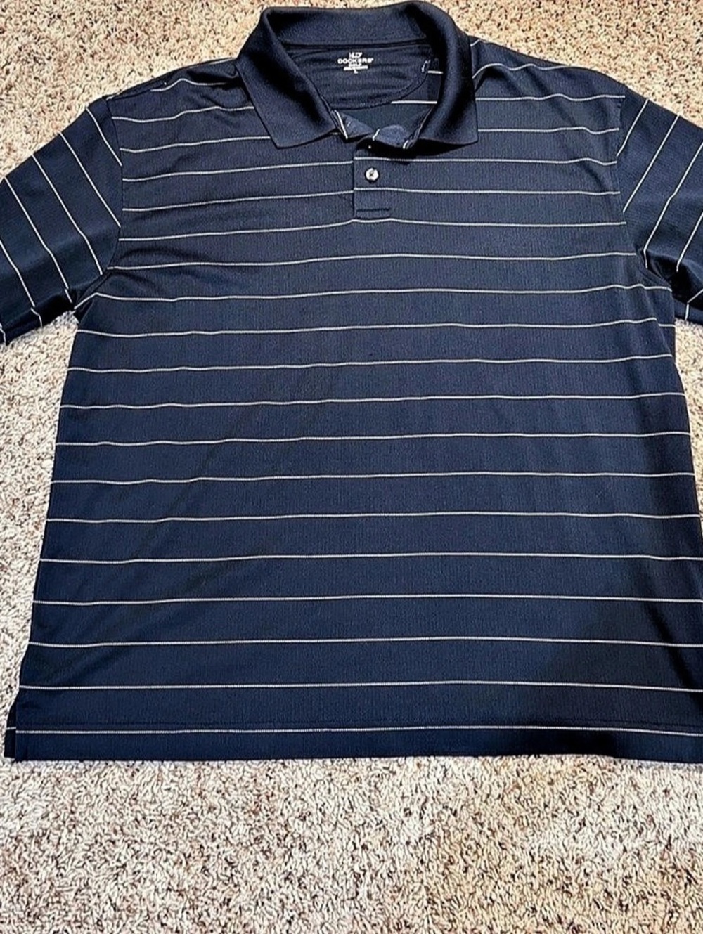 Dockers Men's Striped Polo Blue Size Large